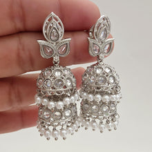 Silver Polki Stone Jhumka Indian jhumka earrings Pakistani Indian Jewelry Pearl jhumka earrings Statement earrings Indian wedding Jewelry