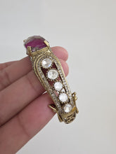 Hot Pink Fire Stone Victorian Moissanite Polki openable bracelets,Single Bangle, bridesmaid gifts,Indian Pakistani Jewelry, Indian wedding