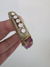 Hot Pink Fire Stone Victorian Moissanite Polki openable bracelets,Single Bangle, bridesmaid gifts,Indian Pakistani Jewelry, Indian wedding