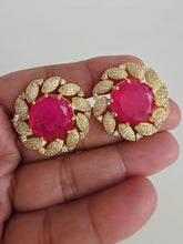 Hot Pink Doublet CZ Diamond Stud Earrings /Indian Jewelry /Statement Stud Earring/Victorian Stud Earrings/Cz Stud/Diamond Stud Earrings