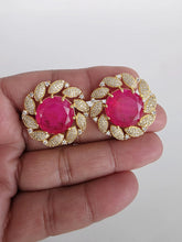 Hot Pink Doublet CZ Diamond Stud Earrings /Indian Jewelry /Statement Stud Earring/Victorian Stud Earrings/Cz Stud/Diamond Stud Earrings