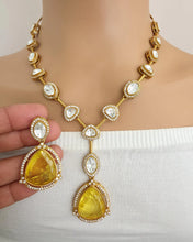 Yellow Doublet Moissanite Kundan Necklace/Kundan Choker/Bollywood Jewelry/Indian wedding/Bridal jewelry/Indian Wedding/Pakistani/Punjabi