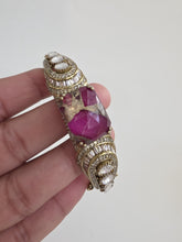 Hot Pink Fire Stone Victorian Moissanite Polki openable bracelets,Single Bangle, bridesmaid gifts,Indian Pakistani Jewelry, Indian wedding