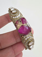 Hot Pink Fire Stone Victorian Moissanite Polki openable bracelets,Single Bangle, bridesmaid gifts,Indian Pakistani Jewelry, Indian wedding