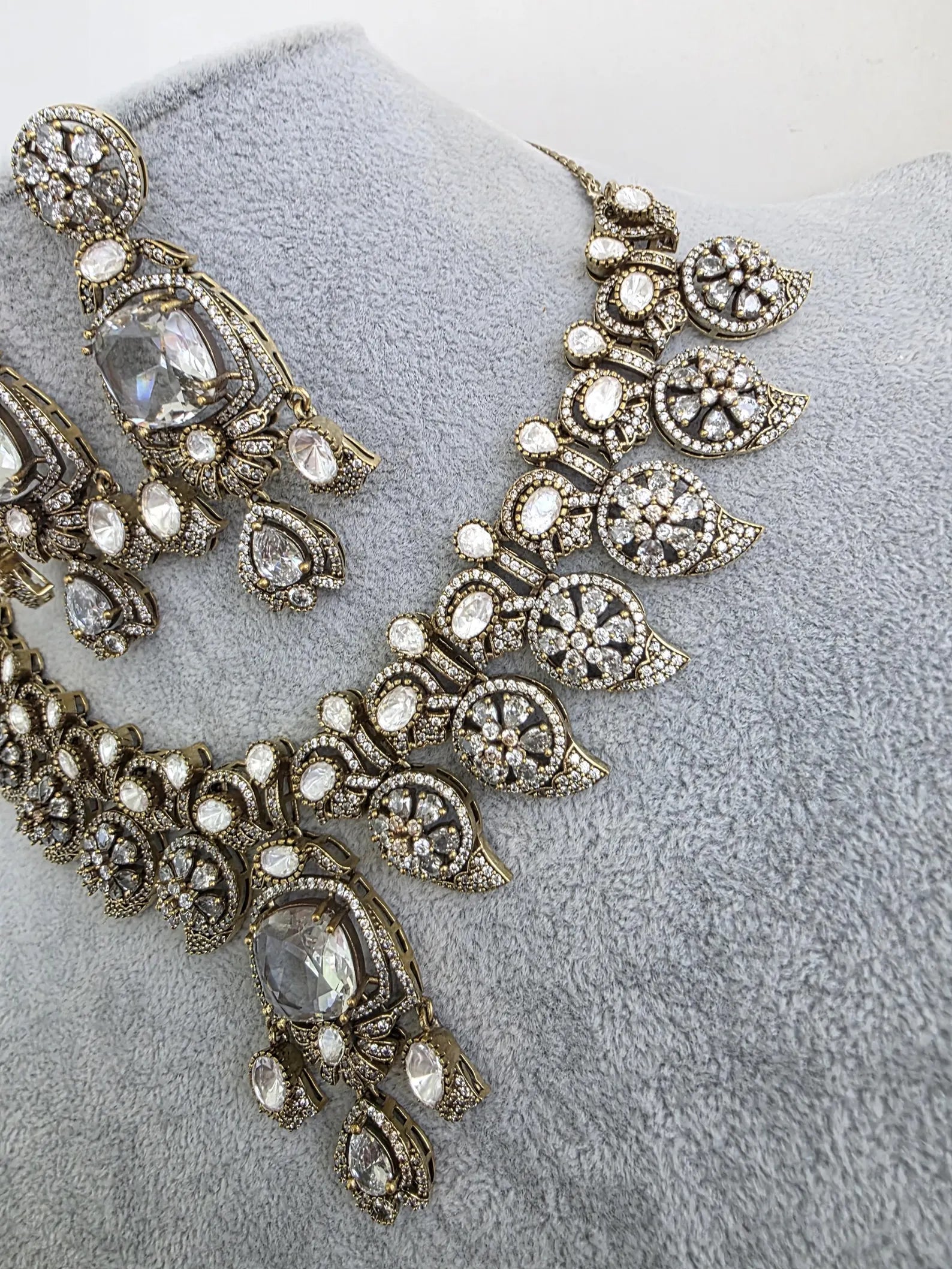 White Moissanite Polki Kundan Necklace/Designer Kundan Choker/Bollywood Jewelry/Indian wedding/Bridal jewelry/Pakistani/Punjabi,Premium set