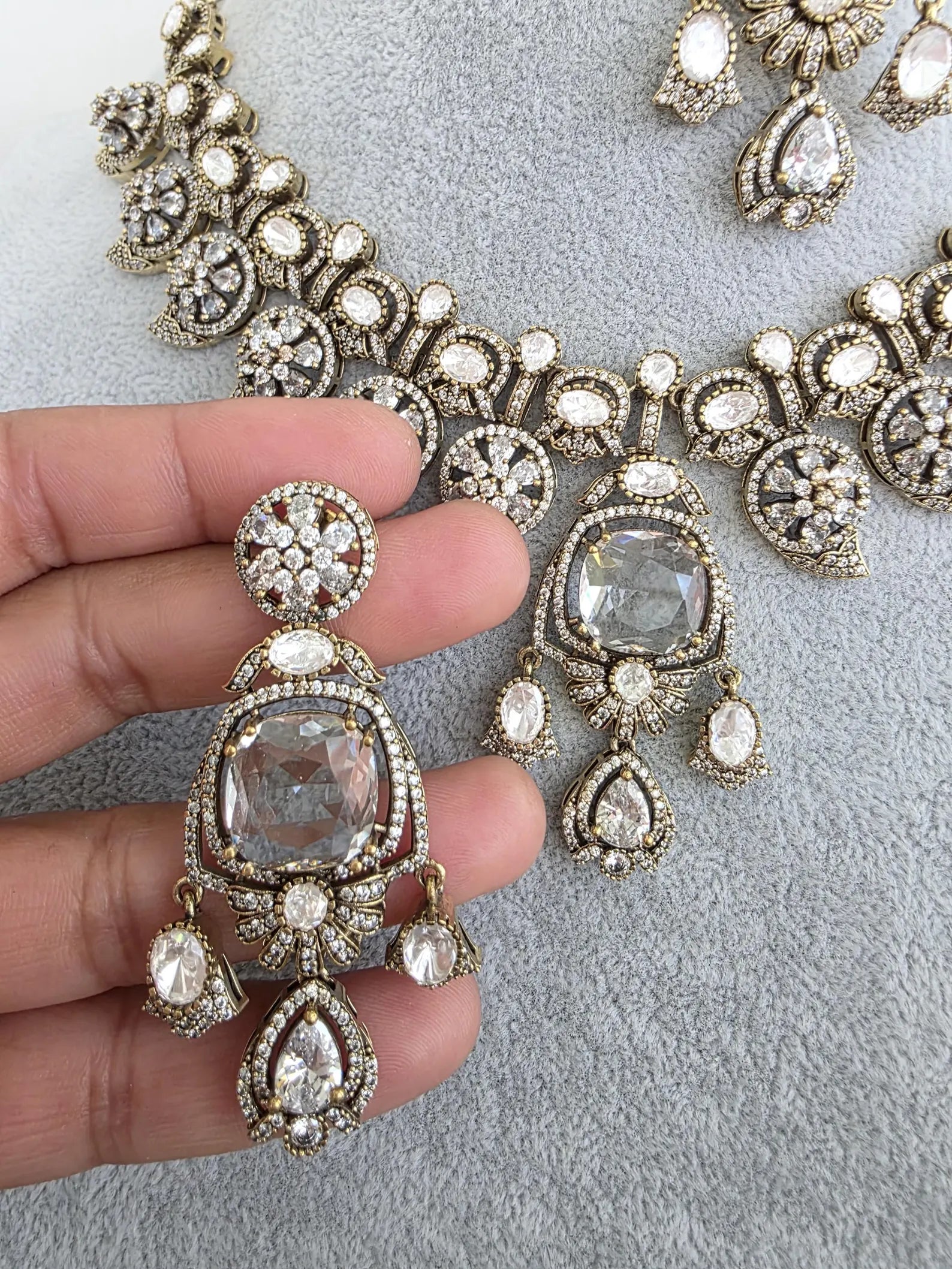 White Moissanite Polki Kundan Necklace/Designer Kundan Choker/Bollywood Jewelry/Indian wedding/Bridal jewelry/Pakistani/Punjabi,Premium set