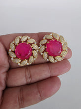 Hot Pink Doublet CZ Diamond Stud Earrings /Indian Jewelry /Statement Stud Earring/Victorian Stud Earrings/Cz Stud/Diamond Stud Earrings