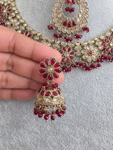 Maroon Red Antique Polki Kundan necklace/Reverse Ad Necklace/Statement necklace/Indian/Punjabi Necklace/Pakistani Jewelry/Bridal necklace