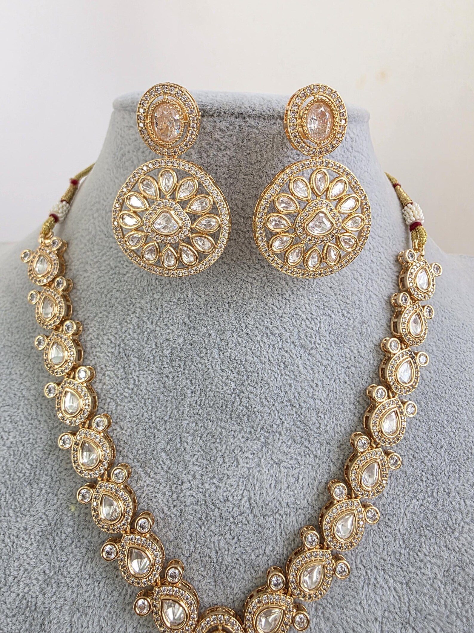 White Moissanite Kundan Necklace/Indian Kundan Set /Bollywood Jewelry/Indian wedding/Bridal Indian Wedding/Pakistani/Punjabi