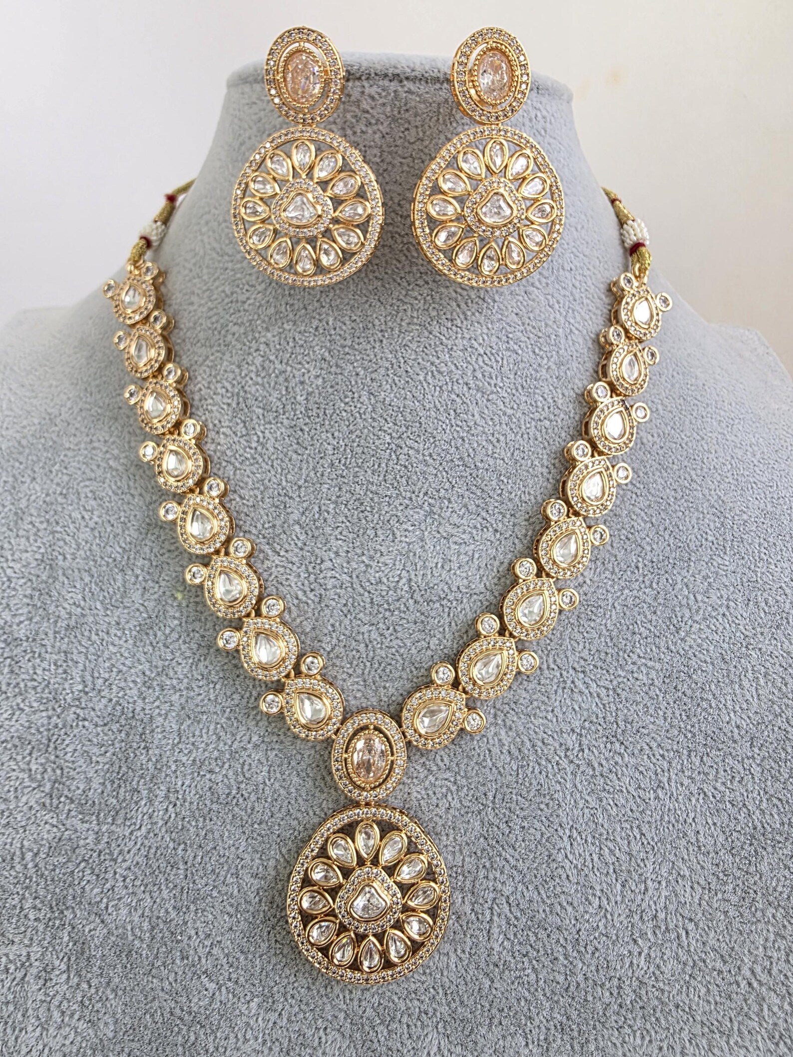 White Moissanite Kundan Necklace/Indian Kundan Set /Bollywood Jewelry/Indian wedding/Bridal Indian Wedding/Pakistani/Punjabi