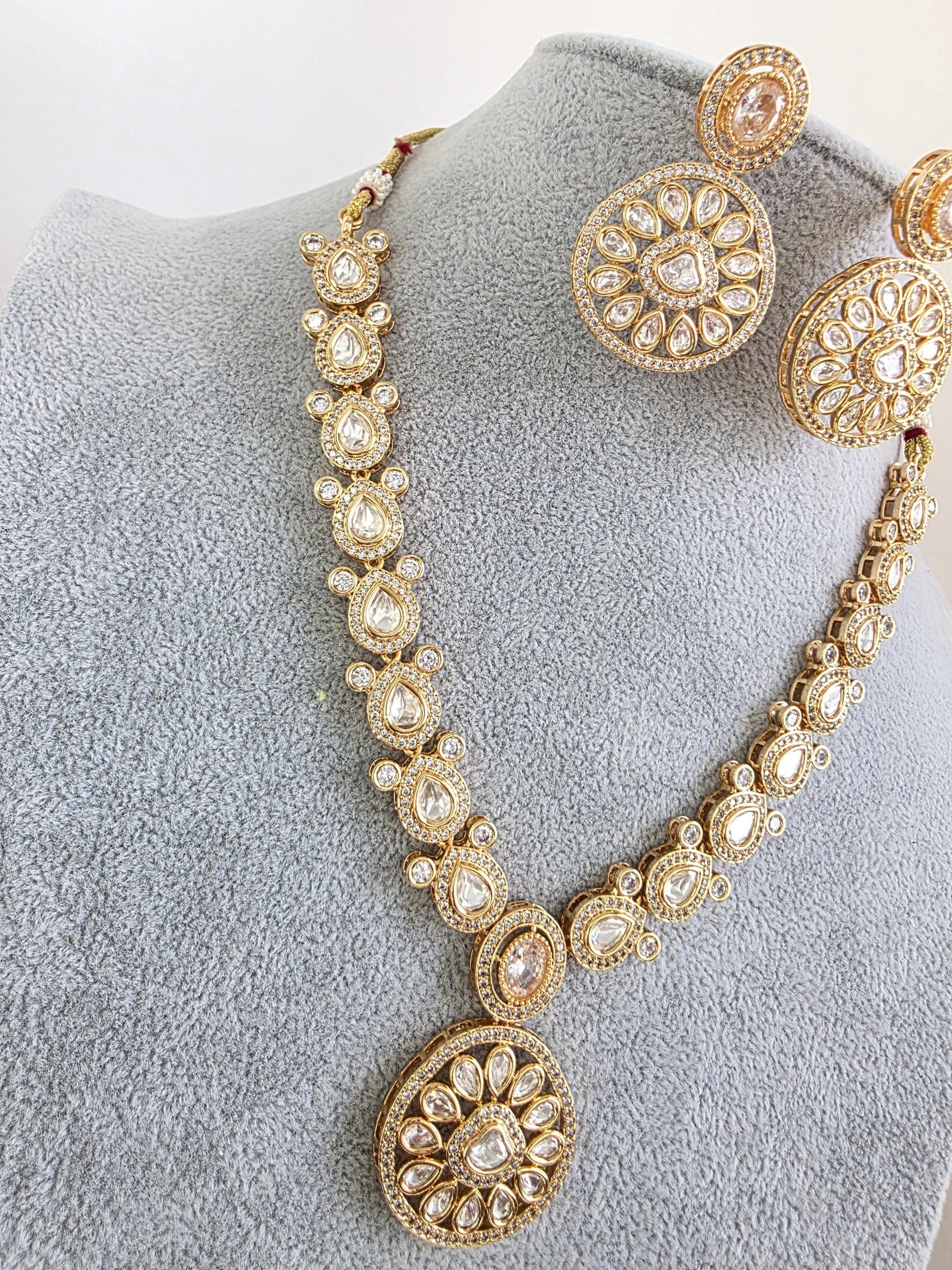 White Moissanite Kundan Necklace/Indian Kundan Set /Bollywood Jewelry/Indian wedding/Bridal Indian Wedding/Pakistani/Punjabi