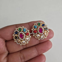 Navratan American Diamond Earrings/Victorian Stud earrings/Statement Earrings/CZ Stud Earrings//Pakistani Jewelry /Punjabi/Indian Jewelry
