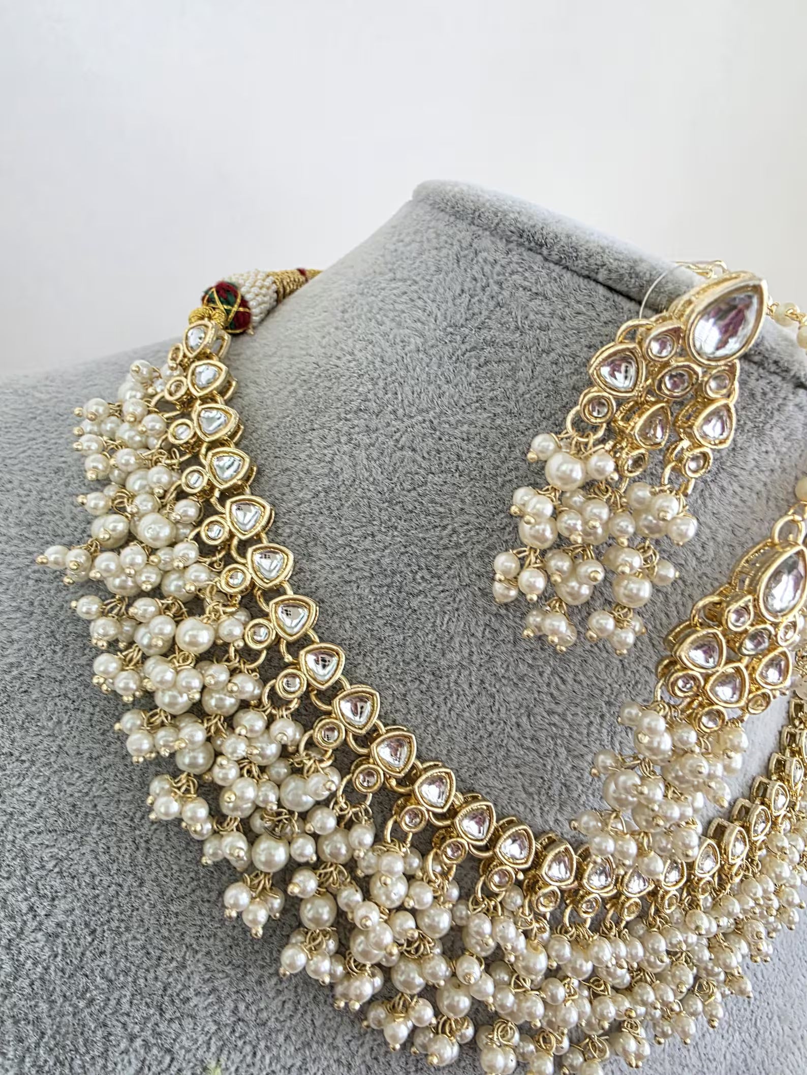 White Kundan Pearl Necklace Set/ Kundan Choker/Bollywood Jewelry/Indian jewelry/ Pakistani necklace/ punjabi necklace/bridal /indian wedding