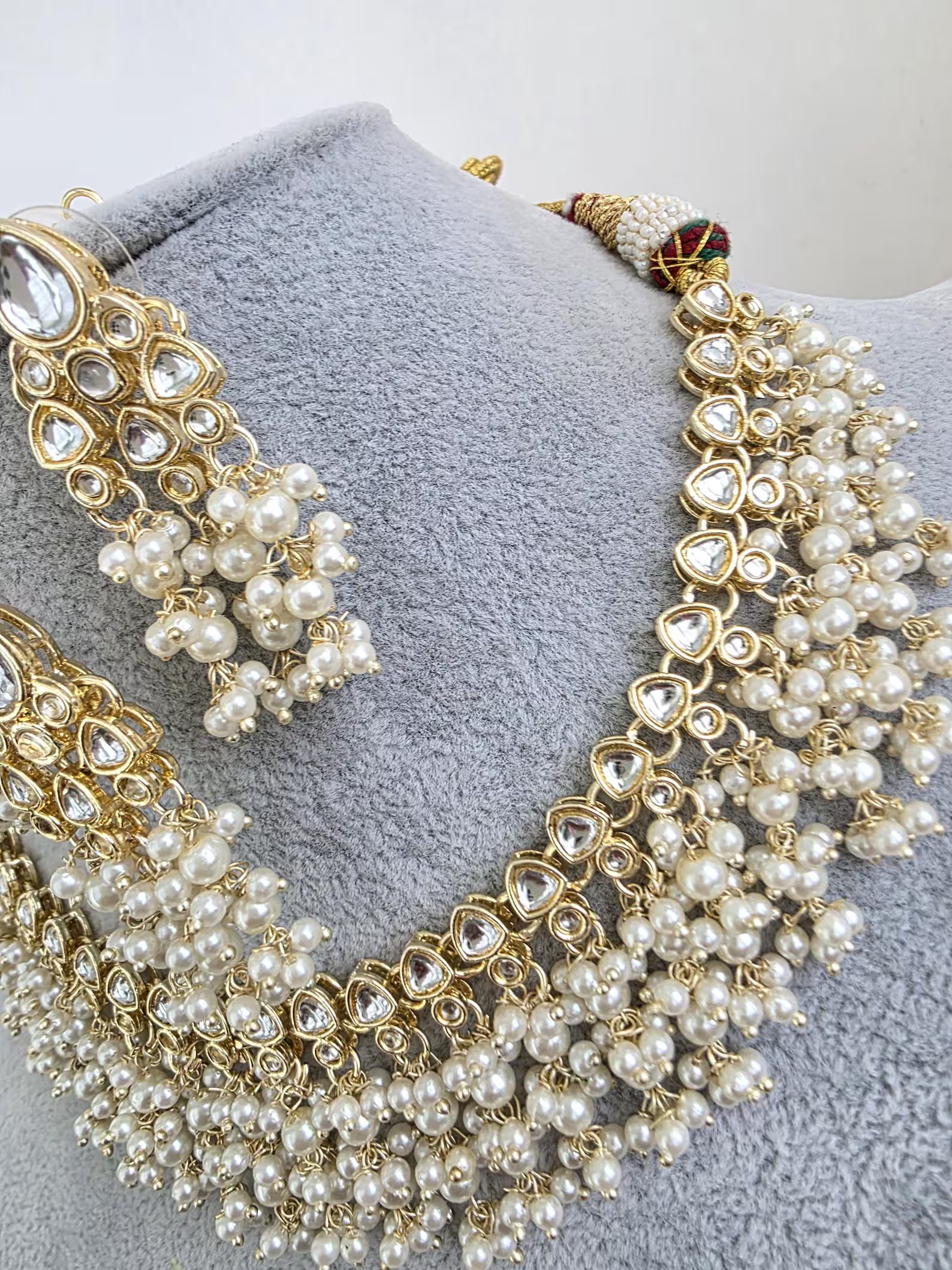 White Kundan Pearl Necklace Set/ Kundan Choker/Bollywood Jewelry/Indian jewelry/ Pakistani necklace/ punjabi necklace/bridal /indian wedding