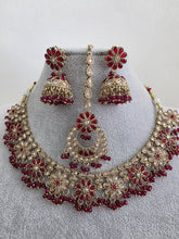 Maroon Red Antique Polki Kundan necklace/Reverse Ad Necklace/Statement necklace/Indian/Punjabi Necklace/Pakistani Jewelry/Bridal necklace