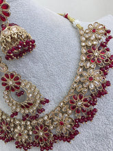 Maroon Red Antique Polki Kundan necklace/Reverse Ad Necklace/Statement necklace/Indian/Punjabi Necklace/Pakistani Jewelry/Bridal necklace