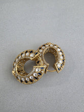 Blue Moissanite Gold-plated polki Hoop Earrings/Bali/Traditional earrings/Trendy earrings/Statement earrings/Bridal /Pakistani/Punjabi