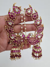 Ruby Antique Gold-plated Kemp Peacock Earcuff Earrings/Earcuff Jhumkas/Traditional ethnic earrings/Trendy South indian earrings/Bridal