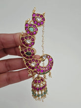 RubyGreen Antique Gold-plated Kemp Peacock Earcuff Earrings/Earcuff Jhumkas/Traditional ethnic earrings/Trendy South indian earrings/Bridal