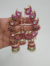 RubyGreen Antique Gold-plated Kemp Peacock Earcuff Earrings/Earcuff Jhumkas/Traditional ethnic earrings/Trendy South indian earrings/Bridal