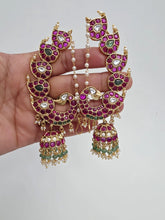 RubyGreen Antique Gold-plated Kemp Peacock Earcuff Earrings/Earcuff Jhumkas/Traditional ethnic earrings/Trendy South indian earrings/Bridal