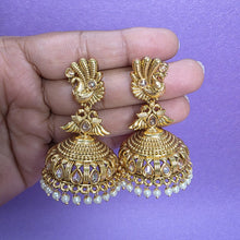 Gold Peacock Jhumka, Gold-plated Dangler Earrings/Brass Jhumkas/Ethnic earrings/Trendy earrings/Statement earrings