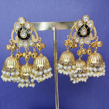 Black Kashmiri Jhumka Earrings, Gold-plated Dangler Earrings/Brass Jhumkas/Ethnic Gungroo earrings/Trendy earrings/Statement earrings