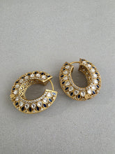 Blue Moissanite Gold-plated polki Hoop Earrings/Bali/Traditional earrings/Trendy earrings/Statement earrings/Bridal /Pakistani/Punjabi