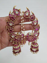 Ruby Antique Gold-plated Kemp Peacock Earcuff Earrings/Earcuff Jhumkas/Traditional ethnic earrings/Trendy South indian earrings/Bridal