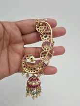 RubyGreen Antique Gold-plated Kemp Peacock Earcuff Earrings/Earcuff Jhumkas/Traditional ethnic earrings/Trendy South indian earrings/Bridal