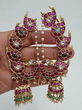 RubyGreen Antique Gold-plated Kemp Peacock Earcuff Earrings/Earcuff Jhumkas/Traditional ethnic earrings/Trendy South indian earrings/Bridal