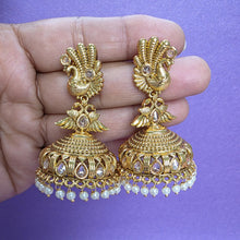 Gold Peacock Jhumka, Gold-plated Dangler Earrings/Brass Jhumkas/Ethnic earrings/Trendy earrings/Statement earrings