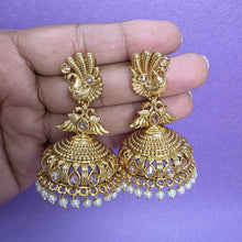 Gold Peacock Jhumka, Gold-plated Dangler Earrings/Brass Jhumkas/Ethnic earrings/Trendy earrings/Statement earrings