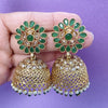 Green Gold Polki Stone Jhumka, Gold-plated Dangler Earrings/Brass Jhumkas/Ethnic earrings/Trendy earrings/Statement earrings