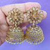 Peach Gold Polki Stone Jhumka, Gold-plated Dangler Earrings/Brass Jhumkas/Ethnic earrings/Trendy earrings/Statement earrings