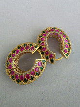 RubyGreen Moissanite Gold-plated polki Hoop Earrings/Bali/Traditional earrings/Trendy earrings/Statement earrings/Bridal /Pakistani/Punjabi