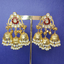 Ruby Kashmiri Jhumka Earrings, Gold-plated Dangler Earrings/Brass Jhumkas/Ethnic Gungroo earrings/Trendy earrings/Statement earrings