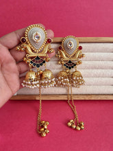 Red Black Kashmiri Earrings, Gold-plated Dangler Earrings/Brass Jhumkas/Ethnic Gungroo earrings/Trendy earrings/Statement earrings