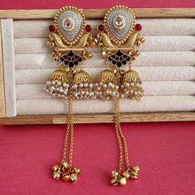 Red Black Kashmiri Earrings, Gold-plated Dangler Earrings/Brass Jhumkas/Ethnic Gungroo earrings/Trendy earrings/Statement earrings