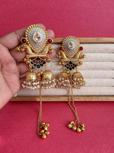 Red Black Kashmiri Earrings, Gold-plated Dangler Earrings/Brass Jhumkas/Ethnic Gungroo earrings/Trendy earrings/Statement earrings