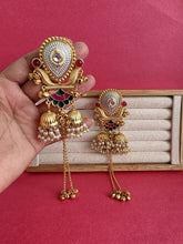 Green Pink Kashmiri Earrings, Gold-plated Dangler Earrings/Brass Jhumkas/Ethnic Gungroo earrings/Trendy earrings/Statement earrings