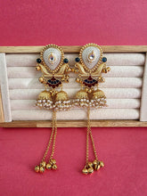 Maroon Blue Kashmiri Earrings, Gold-plated Dangler Earrings/Brass Jhumkas/Ethnic Gungroo earrings/Trendy earrings/Statement earrings