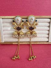 Maroon Blue Kashmiri Earrings, Gold-plated Dangler Earrings/Brass Jhumkas/Ethnic Gungroo earrings/Trendy earrings/Statement earrings