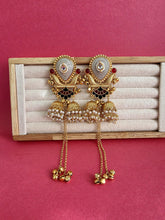 Red Black Kashmiri Earrings, Gold-plated Dangler Earrings/Brass Jhumkas/Ethnic Gungroo earrings/Trendy earrings/Statement earrings