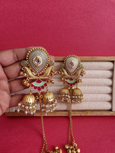 Mint Pink Kashmiri Earrings, Gold-plated Dangler Earrings/Brass Jhumkas/Ethnic Gungroo earrings/Trendy earrings/Statement earrings