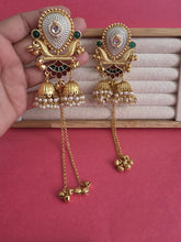 Maroon Green Kashmiri Earrings, Gold-plated Dangler Earrings/Brass Jhumkas/Ethnic Gungroo earrings/Trendy earrings/Statement earrings