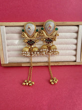 Maroon Green Kashmiri Earrings, Gold-plated Dangler Earrings/Brass Jhumkas/Ethnic Gungroo earrings/Trendy earrings/Statement earrings