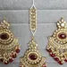 Maroon Red Kundan Tikka Earrings Set /Indian Bridal Maang Tikka set/ Kundan earrings/ Jaggo, Mayya Jewelry/ Indian jewelry/ Bridesmaid Gift
