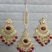 Maroon Red Kundan Tikka Earrings Set /Indian Bridal Maang Tikka set/ Kundan earrings/ Jaggo, Mayya Jewelry/ Indian jewelry/ Bridesmaid Gift