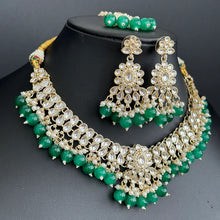 Green Pearl Kundan Necklace, Kundan jewelry, Indian Pakistani Wedding Jewelry